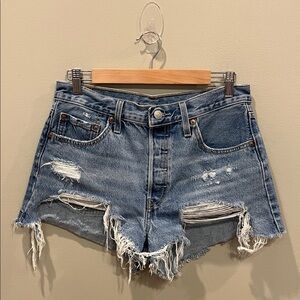 Levi’s 501 Denim Blue Cut Off Jean Shorts